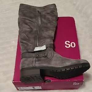 SO Women's Gray Heeled Boots